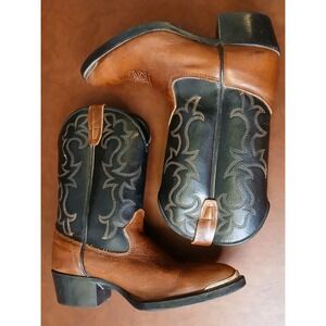 Laredo Cowboy Boots Western Leather Kids Size 2.5M black brown Ranch Horse #1135